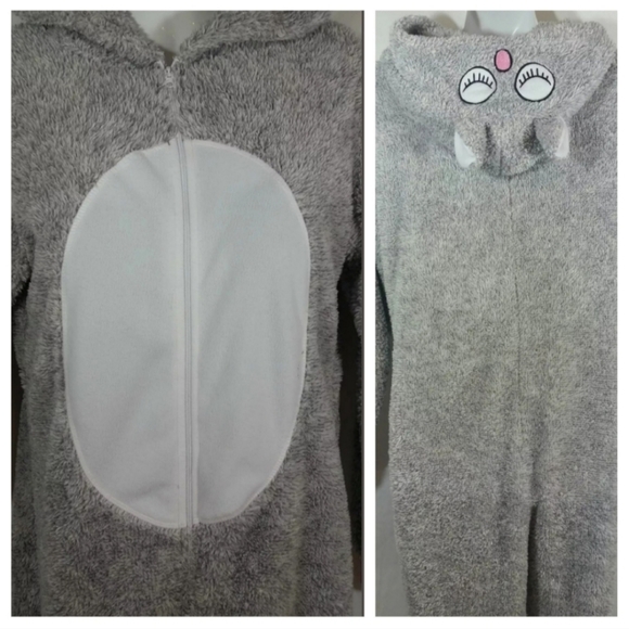 Breakfast In Bed Adult S One Piece Plush Bear Zip-Up Hooded Pajamas Union Suit - Picture 5 of 8